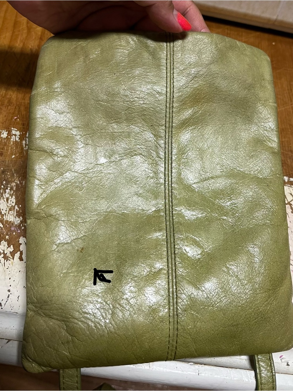 Hobo the Original Becka Crossbody Green Leaf Top Grain leather Pre loved . - Picture 11 of 13